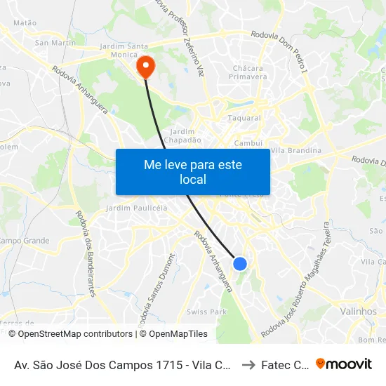Av. São José Dos Campos 1715 - Vila Campos Sales Campinas - SP Brasil to Fatec Campinas map