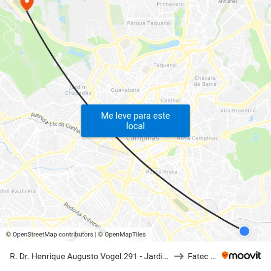 R. Dr. Henrique Augusto Vogel 291 - Jardim São Pedro Campinas - SP 13046-190 Brasil to Fatec Campinas map