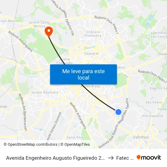 Avenida Engenheiro Augusto Figueiredo 2850 - Jardim Bom Sucesso Campinas - SP Brasil to Fatec Campinas map