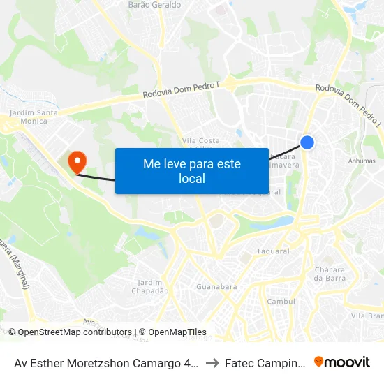 Av Esther Moretzshon Camargo 417 to Fatec Campinas map