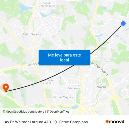 Av Dr Walmor Largura 413 to Fatec Campinas map