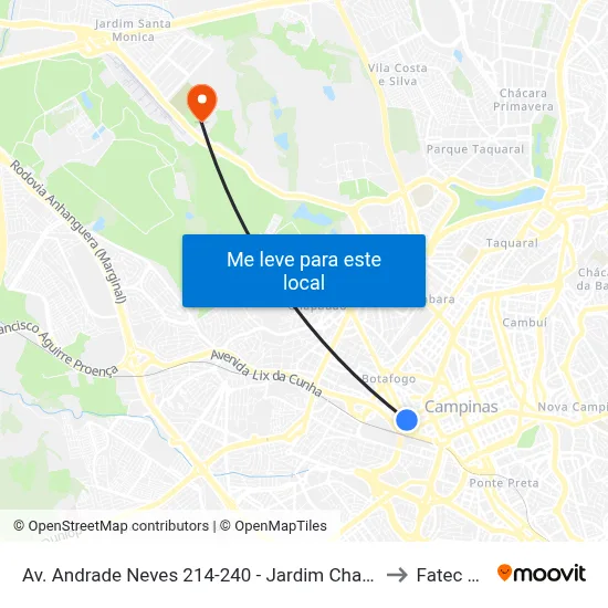 Av. Andrade Neves 214-240 - Jardim Chapadao Campinas - SP 13070-001 Brasil to Fatec Campinas map