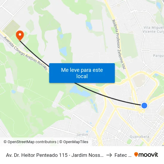 Av. Dr. Heitor Penteado 115 - Jardim Nossa Sra. Auxiliadora Campinas - SP 13075-185 Brasil to Fatec Campinas map