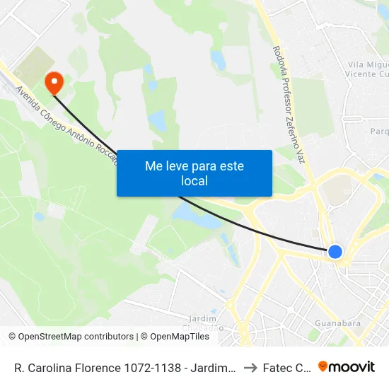 R. Carolina Florence 1072-1138 - Jardim Guanabara Campinas - SP Brasil to Fatec Campinas map