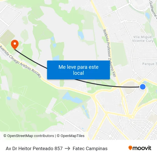 Av Dr Heitor Penteado 857 to Fatec Campinas map