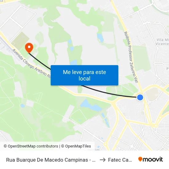 Rua Buarque De Macedo Campinas - São Paulo Brasil to Fatec Campinas map