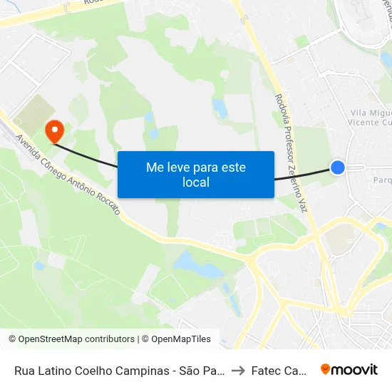 Rua Latino Coelho Campinas - São Paulo 13081 Brasil to Fatec Campinas map