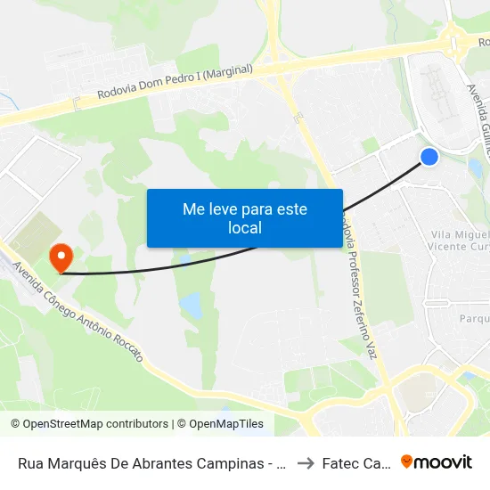 Rua Marquês De Abrantes Campinas - São Paulo 13081 Brasil to Fatec Campinas map