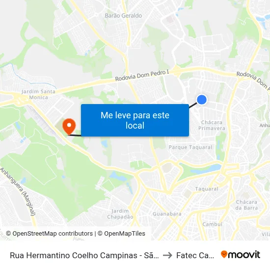 Rua Hermantino Coelho Campinas - São Paulo 13087 Brasil to Fatec Campinas map
