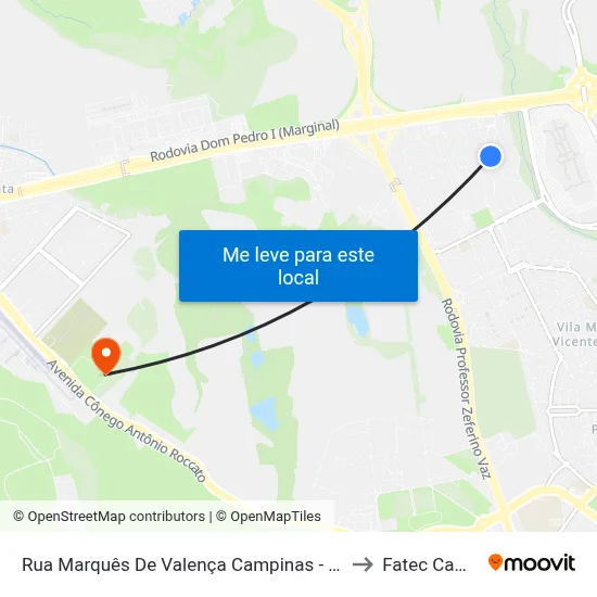 Rua Marquês De Valença Campinas - São Paulo Brasil to Fatec Campinas map