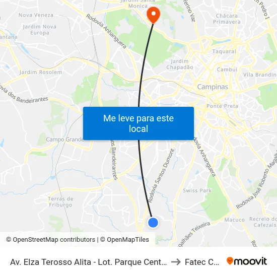 Av. Elza Terosso Alita - Lot. Parque Centenario Campinas - SP Brasil to Fatec Campinas map