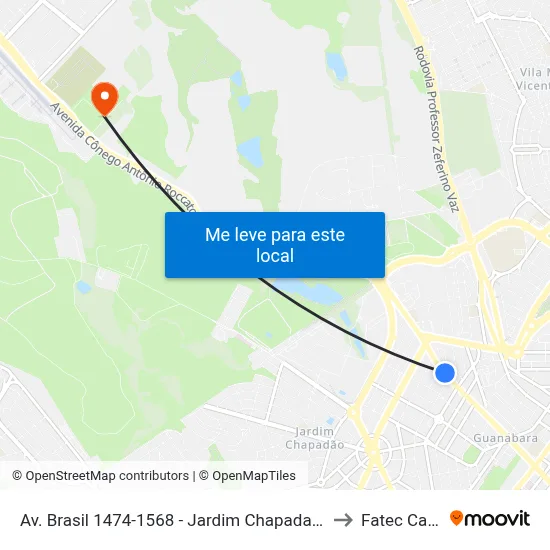 Av. Brasil 1474-1568 - Jardim Chapadao Campinas - SP Brasil to Fatec Campinas map