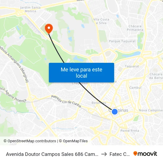 Avenida Doutor Campos Sales 686 Campinas - São Paulo 13010 Brasil to Fatec Campinas map