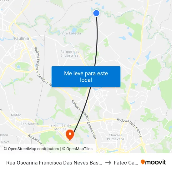 Rua Oscarina Francisca Das Neves Bassan Campinas - SP Brasil to Fatec Campinas map