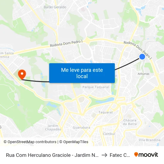 Rua Com Herculano Graciole - Jardim Nilopolis Campinas - SP Brasil to Fatec Campinas map
