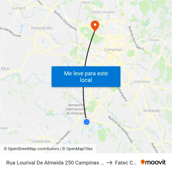Rua Lourival De Almeida 250 Campinas - São Paulo 13053-614 Brasil to Fatec Campinas map