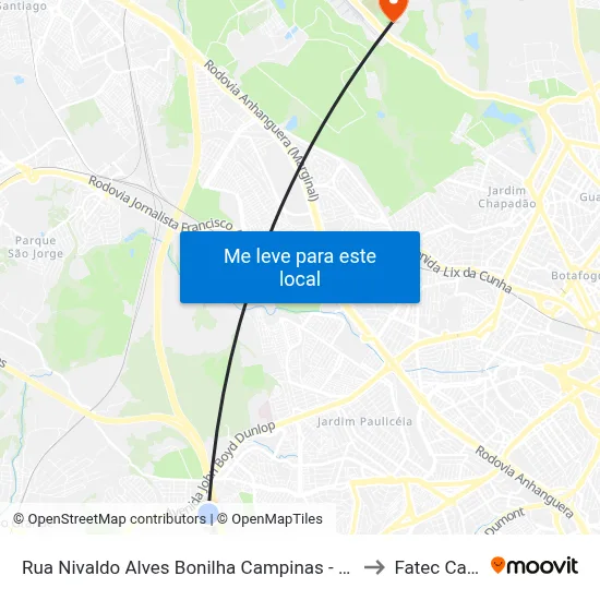 Rua Nivaldo Alves Bonilha Campinas - São Paulo 13059 Brasil to Fatec Campinas map