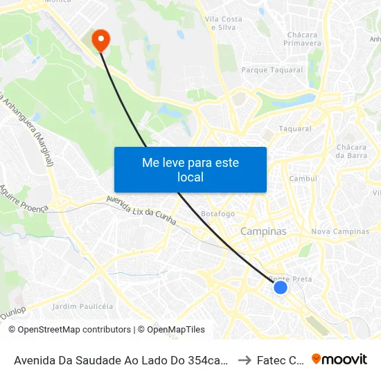 Avenida Da Saudade Ao Lado Do  354campinas - São Paulo 13041 Brasil to Fatec Campinas map