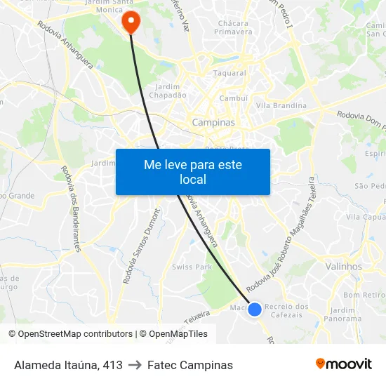 Alameda Itaúna, 413 to Fatec Campinas map