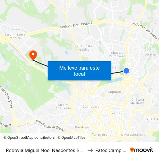 Rodovia Miguel Noel Nascentes Burnier to Fatec Campinas map