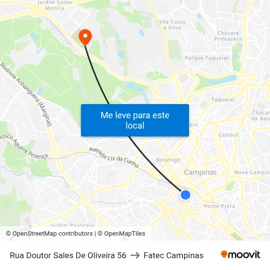 Rua Doutor Sales De Oliveira 56 to Fatec Campinas map