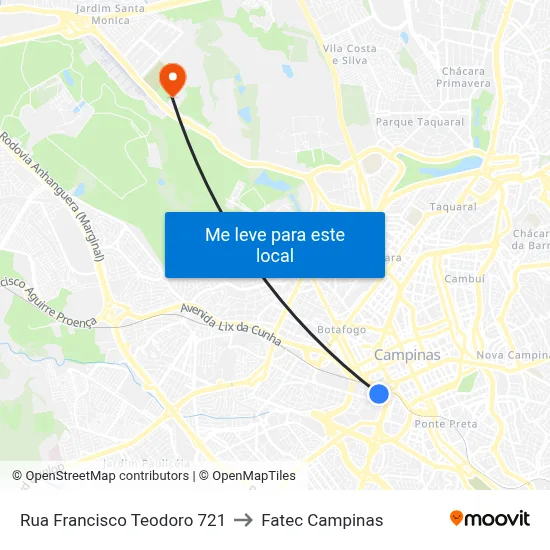 Rua Francisco Teodoro 721 to Fatec Campinas map