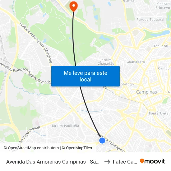 Avenida Das Amoreiras Campinas - São Paulo 13036-225 Brasil to Fatec Campinas map