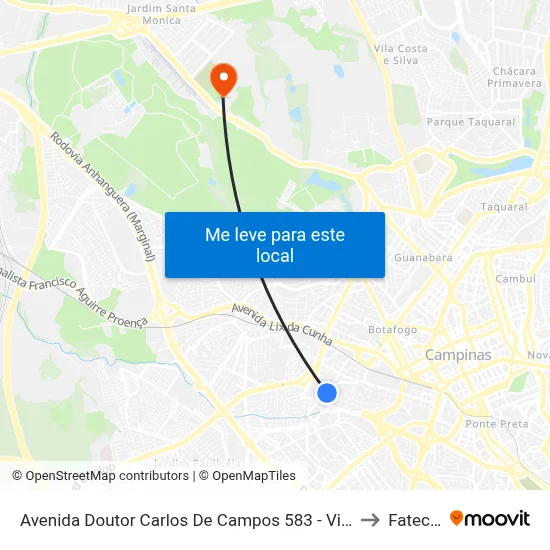 Avenida Doutor Carlos De Campos 583 - Vila Industrial Campinas - SP República Federativa Do Brasil to Fatec Campinas map