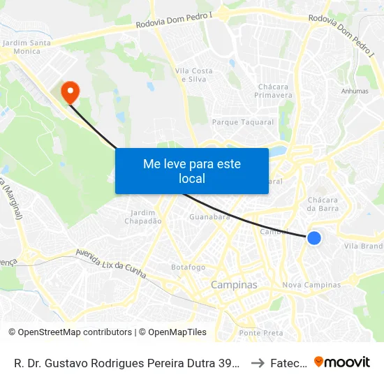 R. Dr. Gustavo Rodrigues Pereira Dutra 396 - Jardim Das Paineiras Campinas - SP 13092-204 Brasil to Fatec Campinas map