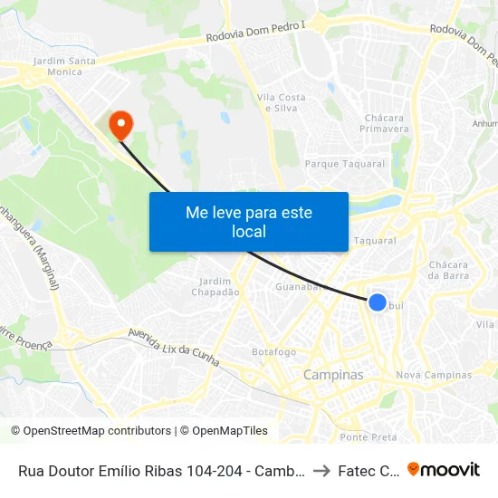Rua Doutor Emílio Ribas 104-204 - Cambuí Campinas - SP 13025-140 Brasil to Fatec Campinas map