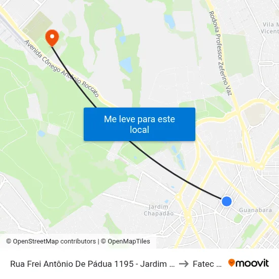Rua Frei Antônio De Pádua 1195 - Jardim Guanabara Campinas - SP 13073-330 Brasil to Fatec Campinas map
