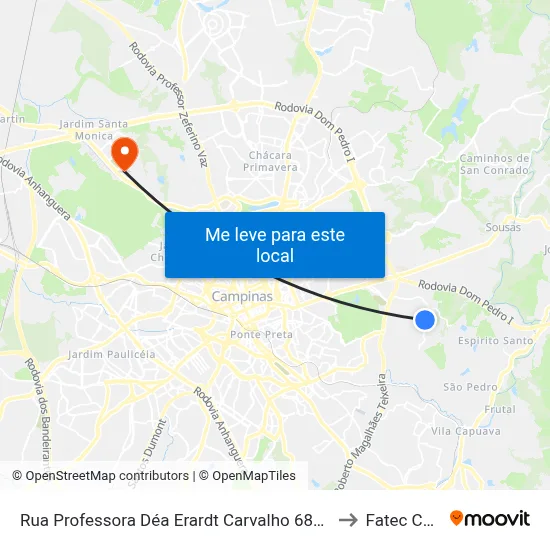 Rua Professora Déa Erardt Carvalho 687-989 Campinas - SP Brasil to Fatec Campinas map