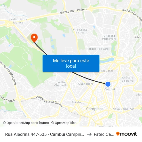 Rua Alecrins 447-505 - Cambuí Campinas - SP 13024-410 Brasil to Fatec Campinas map