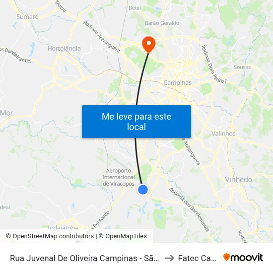 Rua Juvenal De Oliveira Campinas - São Paulo 13053 Brasil to Fatec Campinas map