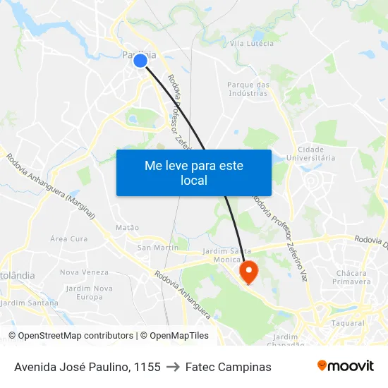 Avenida José Paulino, 1155 to Fatec Campinas map