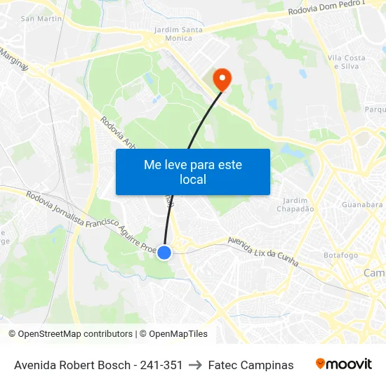 Avenida Robert Bosch -  241-351 to Fatec Campinas map