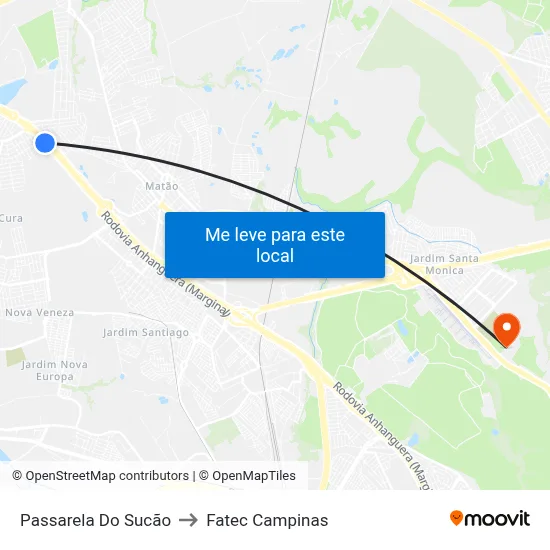 Passarela Do Sucão to Fatec Campinas map