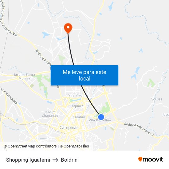 Shopping Iguatemi to Boldrini map