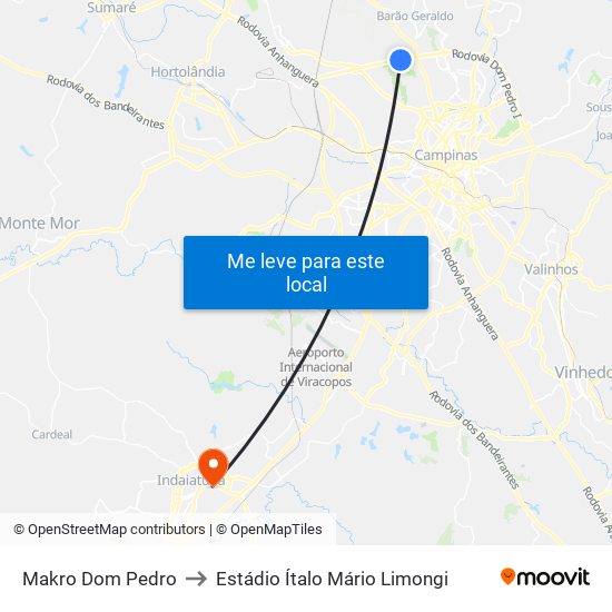 Makro Dom Pedro to Estádio Ítalo Mário Limongi map