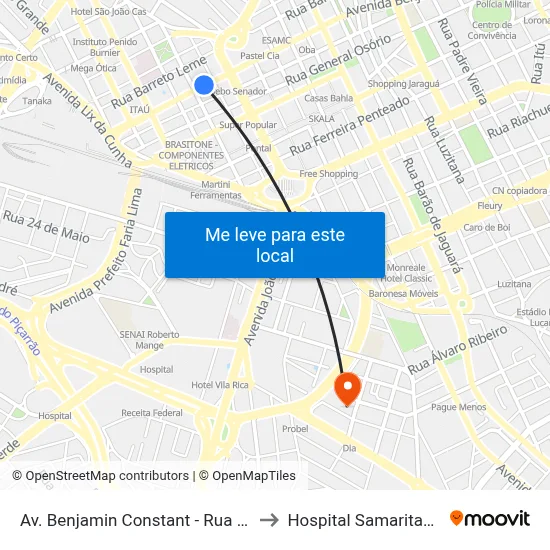 Av. Benjamin Constant - Rua Saldanha Marinho to Hospital Samaritano Campinas map