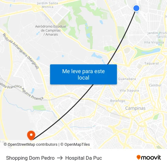 Shopping Dom Pedro to Hospital Da Puc map