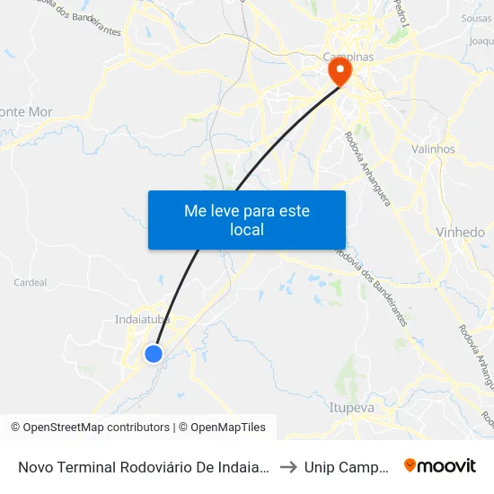 Novo Terminal Rodoviário De Indaiatuba to Unip Campus I map