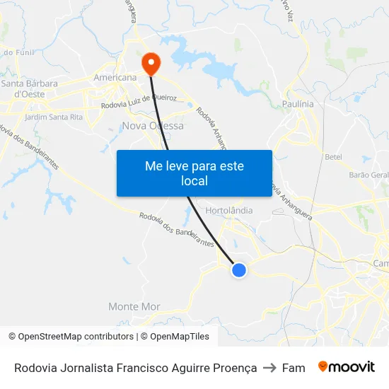 Rodovia Jornalista Francisco Aguirre Proença to Fam map