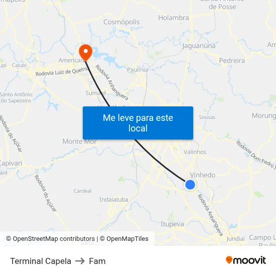 Terminal Capela to Fam map