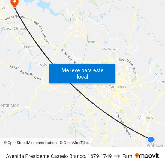 Avenida Presidente Castelo Branco, 1679-1749 to Fam map