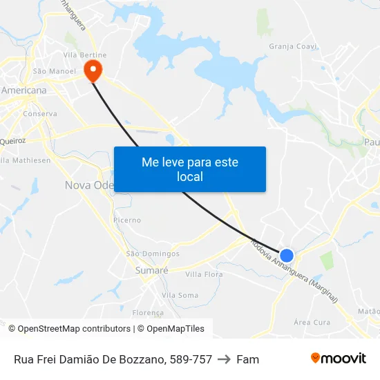 Rua Frei Damião De Bozzano, 589-757 to Fam map