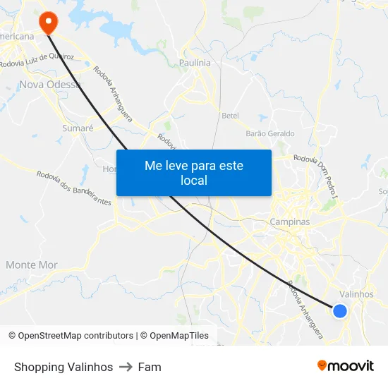 Shopping Valinhos to Fam map