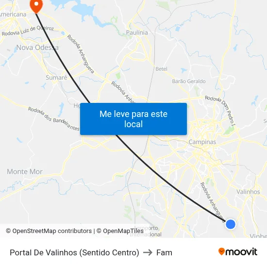 Portal De Valinhos (Sentido Centro) to Fam map