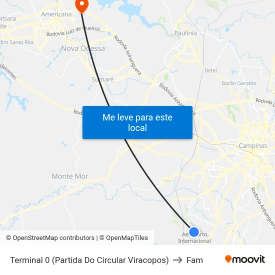 Terminal 0 (Partida Do Circular Viracopos) to Fam map