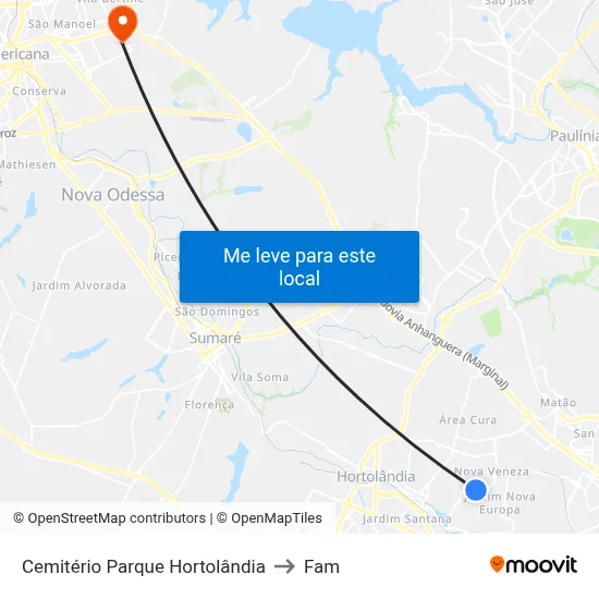 Cemitério Parque Hortolândia to Fam map